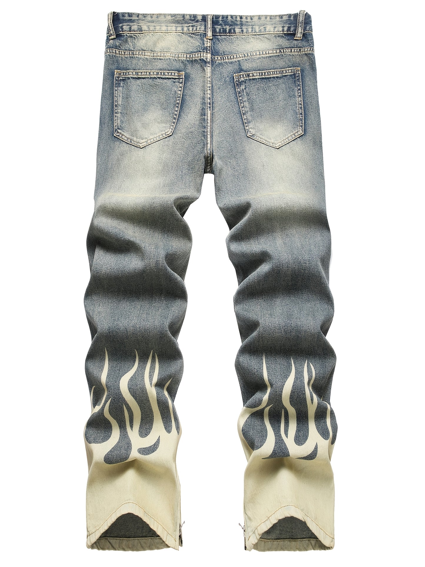 Men'S Streetwear Loose Fit Straight Leg Jeans with Distressed Details, Golden Zipper & Button Closure, All-Season Casual Pants for Teens, Allseason Jeans | Streetwear Style | Nonstretch Fabric