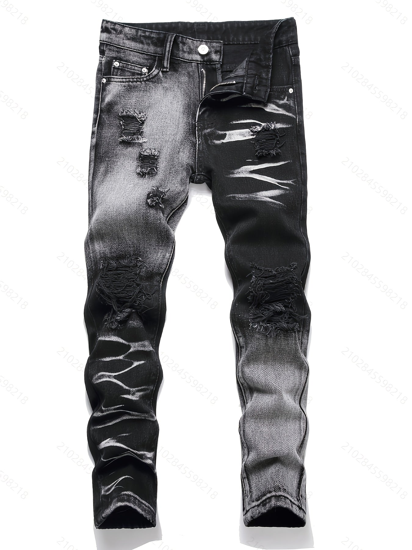 [3pcs Of Faux Denim] Boys' Retro Distressed Slim Fit Washed Faux Denim Faux Denim, Boys' Casual Multi Piece Faux Denim, All Season Collection