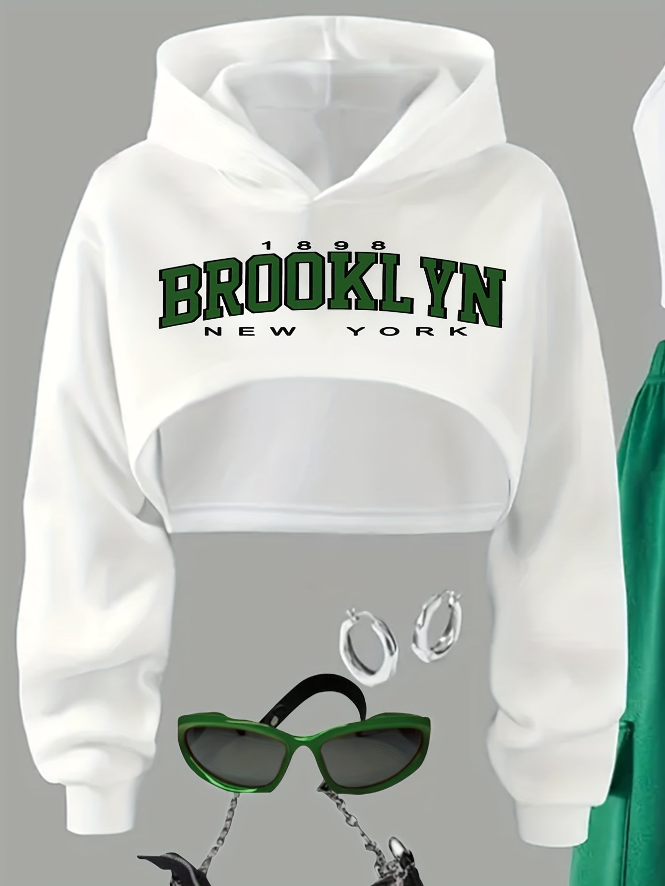 Autumn-Winter New Fashion Sweet Cool Street Letter Print Long Sleeve Hooded Crop Sweatshirt + Tank Top + Refined Pocket Pants Set; Perfect for Fall Outings, Travel, Parties & Casual Wear - Medium/Large Girls' Three-Piece Outf