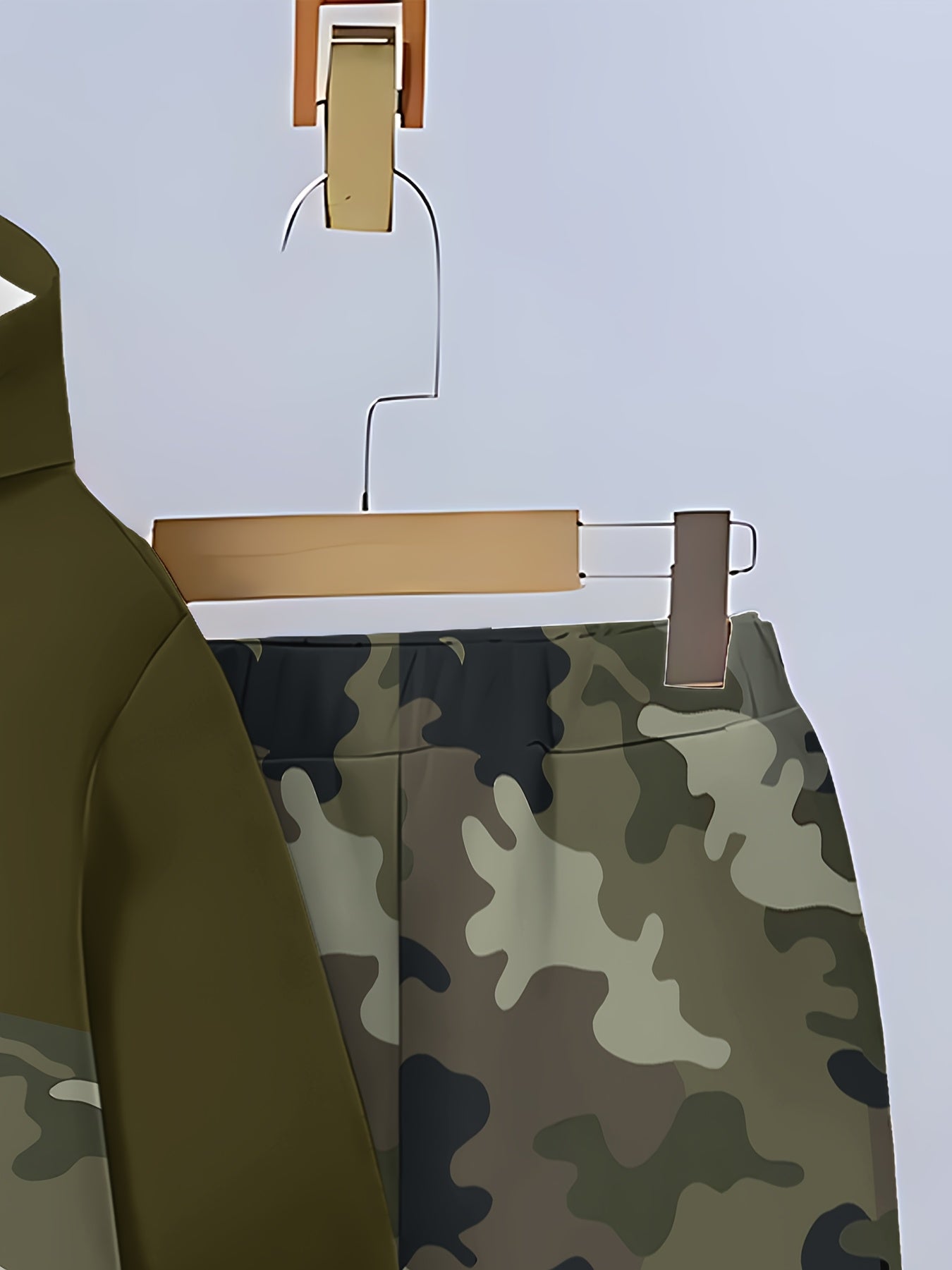 Boys' 3D Printed Camo Hoodie & Pants Set - Olive Green & Black Camouflage Long Sleeve Pullover with Kangaroo Pocket, Elastic Waistband Joggers, Perfect for Outdoor Play & Casual Wear, Fall/Winter Collection, Boy Hoodie, Playf