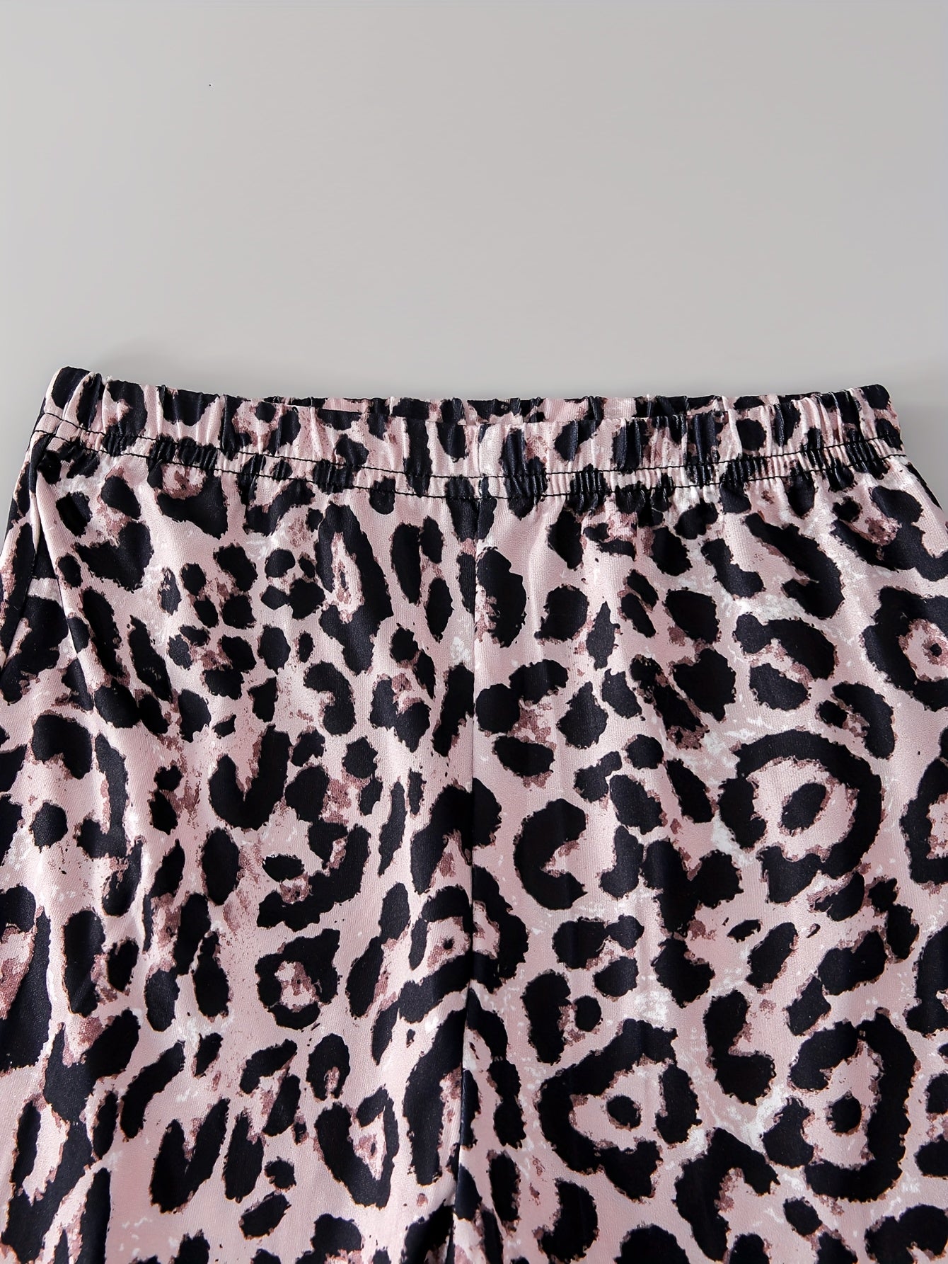 [Stylish Girls' Flare Leg Pants] 3pcs Set of Stylish Girls' Flare Leg Pants - Comfortable Elastic Leopard & Houndstooth & Black, Suitable for Spring Summer Autumn, Ages 3+, Perfect for Outdoor