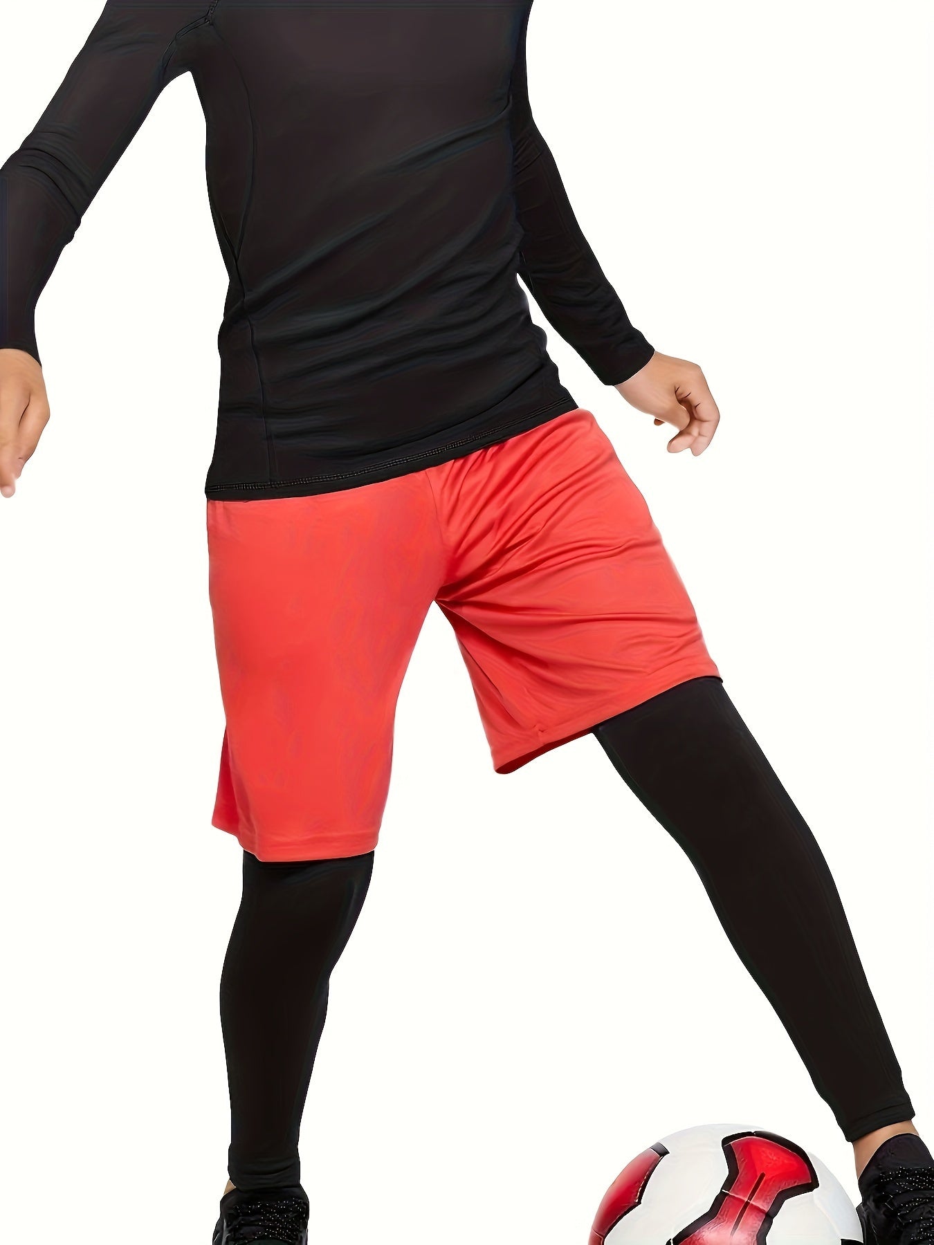 TELALEO 3pcs Boys' Compression Shirts - Long Sleeve Moisture-Wicking Performance Shirts, Medium Stretch All-Season Black Athletic Top for Kids & Teens, Machine Washable for Sports, Outdoor, Casual & Beach Wear, Outdoor Childr