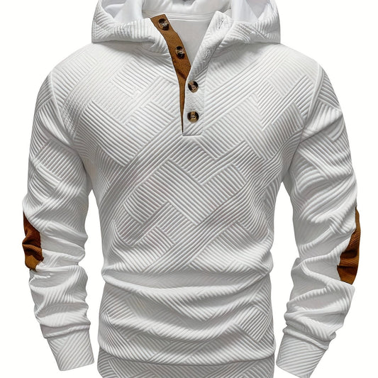 Boys' & Teens' Casual Hooded Sweatshirt - Air Layer Design with Ribbed Cuffs, Front Pockets & Contrast Brown Buttons - Machine Washable Spring/Fall Pullover for Casual Attire, for Teenager