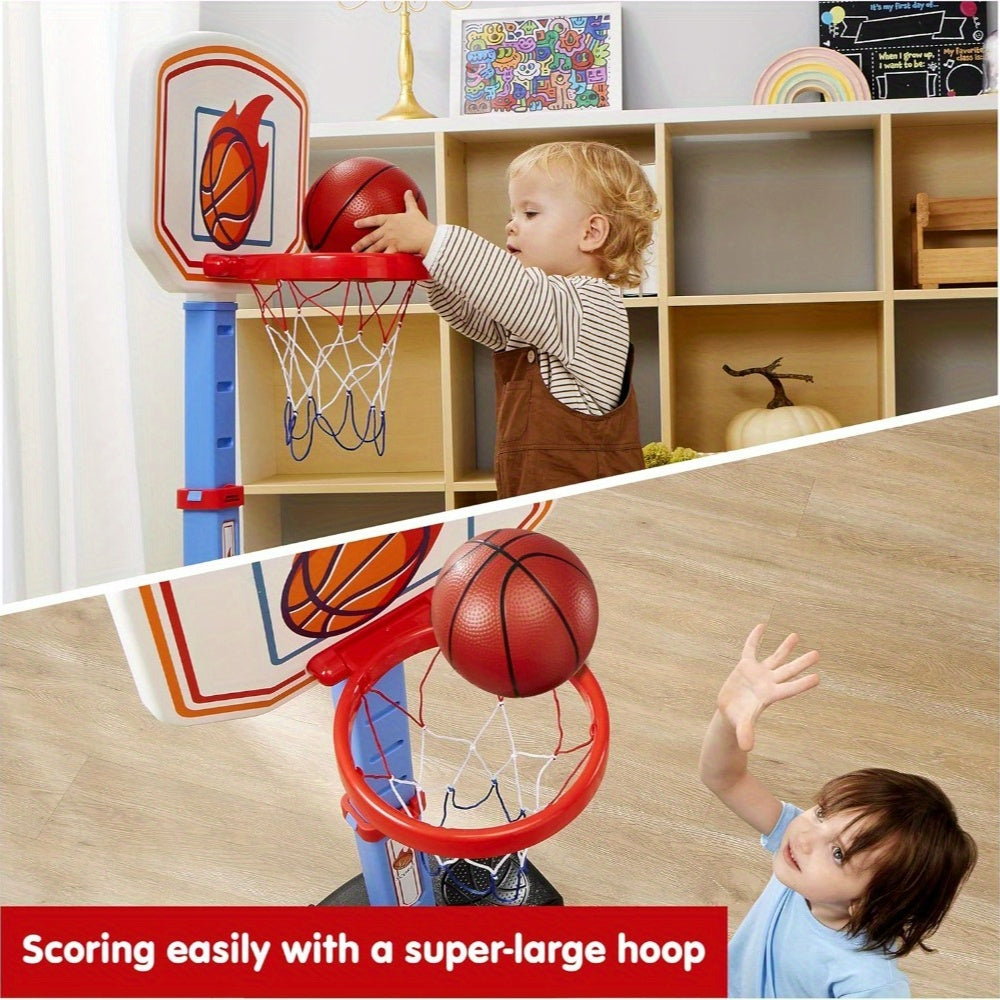 SYNCFUN Toddler Basketball Arcade Game Set, Adjustable Basketball Goal with 4 Balls for Kids Indoor Outdoor Play, Carnival Games, Christmas Birthday Gift for Boys Girls Age 1 and Up-Air Pump Included