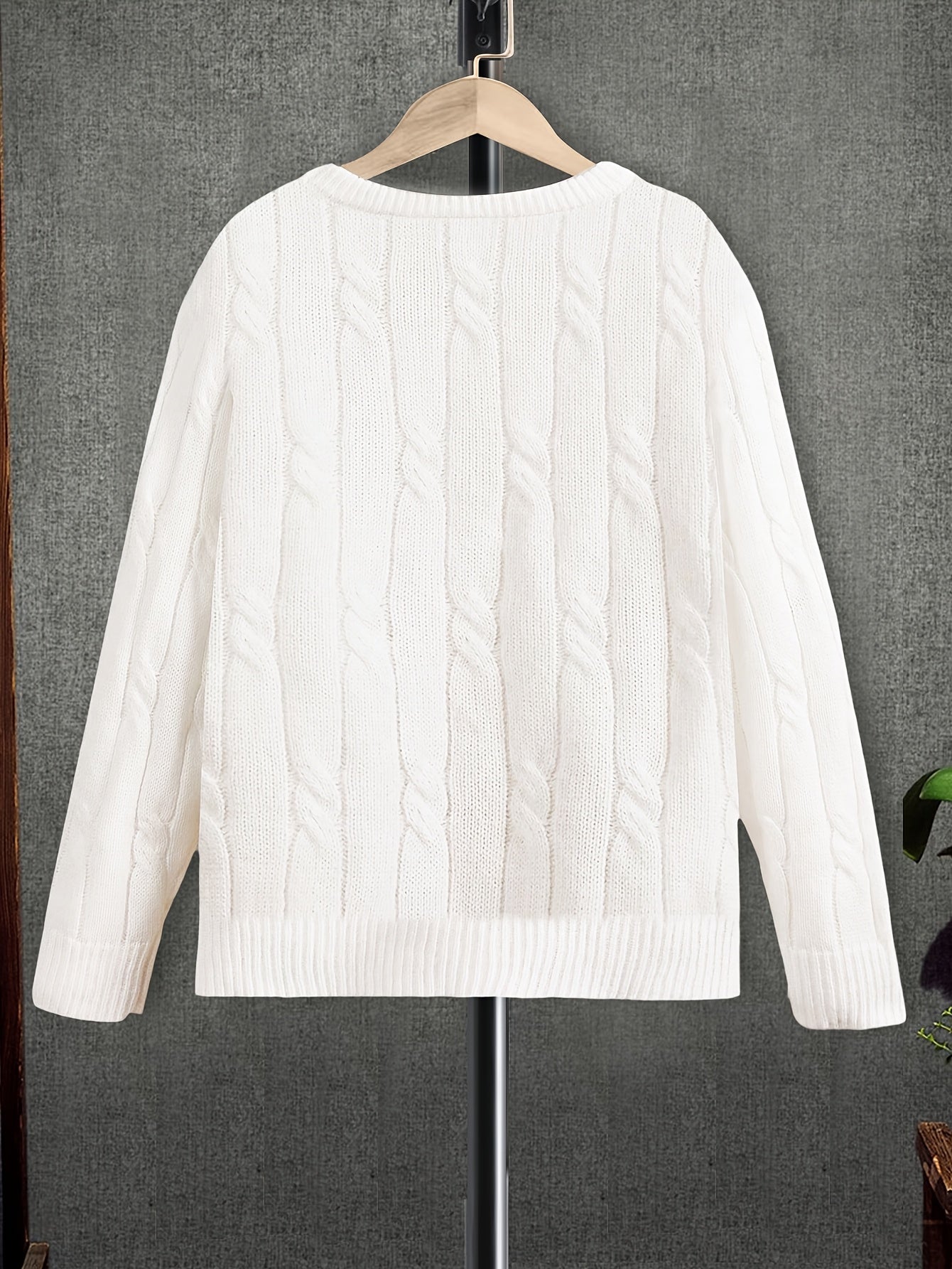[Retro Boys' Knit Sweater] 1pc Boys' Retro Solid Color Knit Sweater | Casual Long Sleeve Pullover with Round Neck, Loose Fit for Spring/Fall Outdoor Commute & Casual Attire, Medium Stretch Fabric