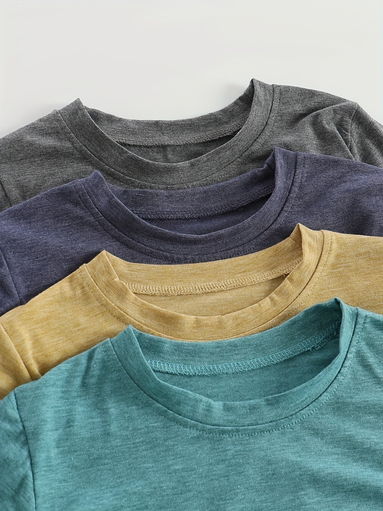 4pcs Long Sleeve T-Shirts with Sports Ball Print - Soft Stretchy Casual Tops, Machine Washable Crew Neck Tees for Boys and Girls, Youth Sportswear, Comfort Fit Autumn/Winter Outdoor Activities